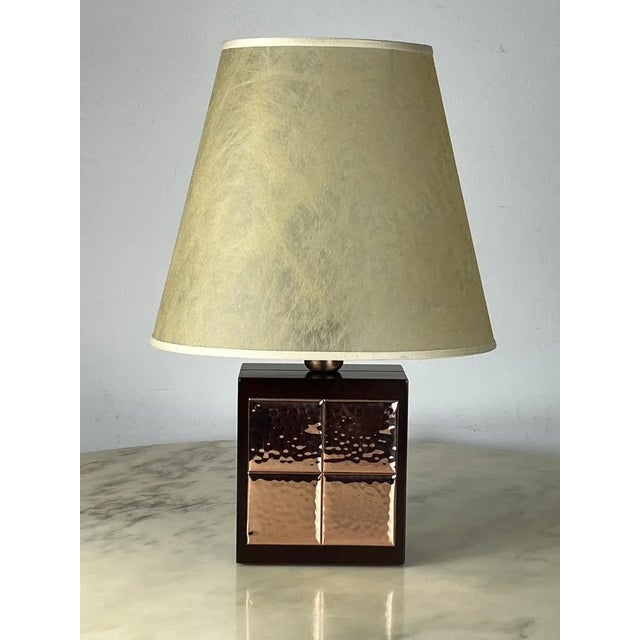 Italian Table Lamp in Walnut and Copper, 1990s For Sale - Image 13 of 13