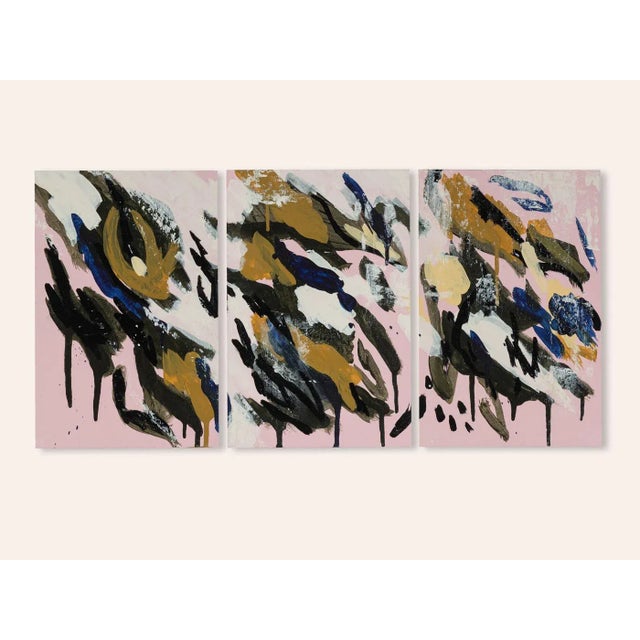 KARLIJNE G "Flower". Abstract depiction of a flower in colorful spectrum of colors. The canvas was subsequently drawn on a...