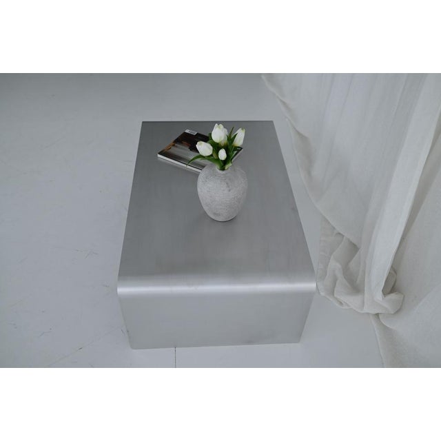 Contemporary Sculptural Brushed Aluminum Coffee Table by Veliento For Sale - Image 3 of 17