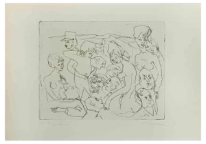Mino Maccari, Figures, Etching, 1940s