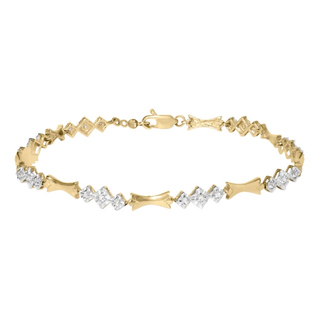 10k Gold 1/3 Cttw Diamond Miracle Set Alternating Bar and Link Bracelet (I-J Color, I1-I2 Clarity) - For Sale