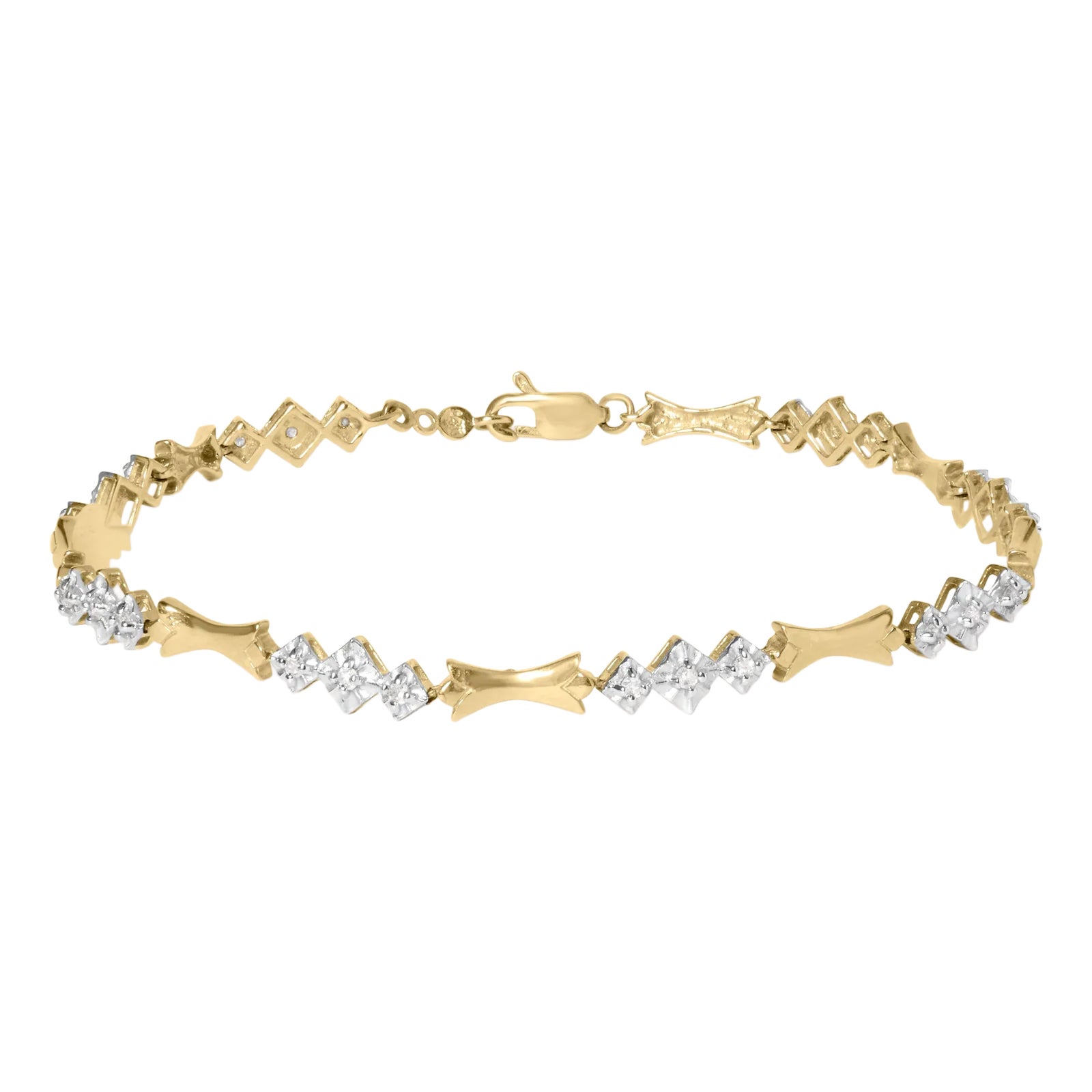 10k Gold 1/3 Cttw Diamond Miracle Set Alternating Bar and Link 