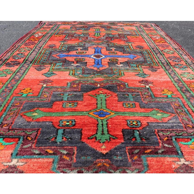 Vintage Caucasian Kazak Rug With Triple Geometric Medallions 4'1 X 7'0 For Sale - Image 11 of 13
