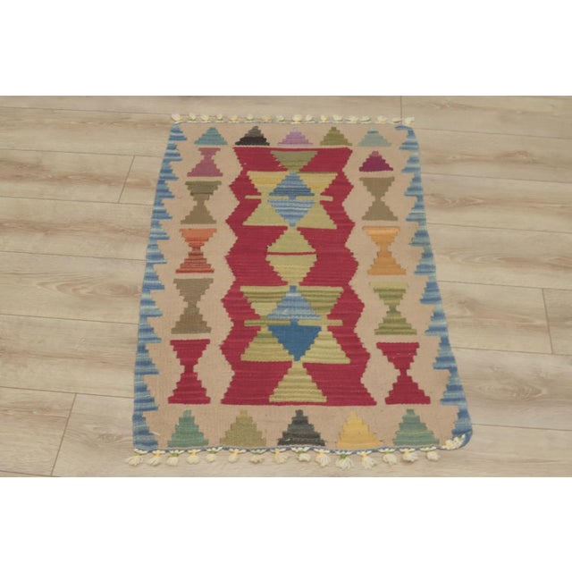 1980s Scandinavian Blue Small Kilim For Sale - Image 9 of 9