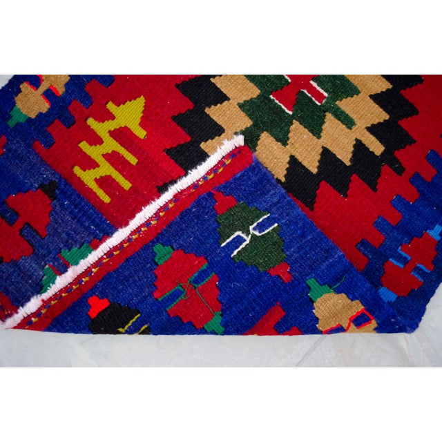 Blue 1990s Handmade Rug Colorful Kilim Small Rug 2x3 Ft Approx For Sale - Image 8 of 13