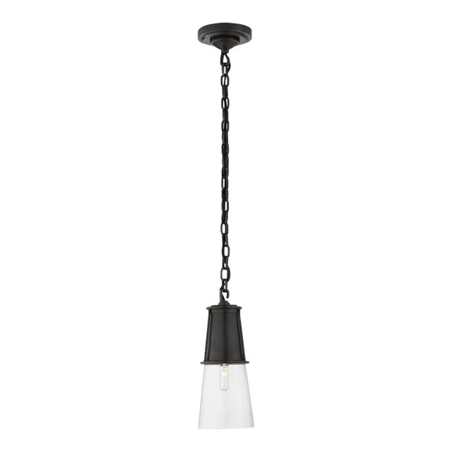 Thomas O'Brien for Visual Comfort Signature Robinson Small Pendant in Bronze with Clear Glass For Sale
