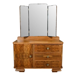 Art Deco Burl Walnut Dressing Table, 1930s For Sale
