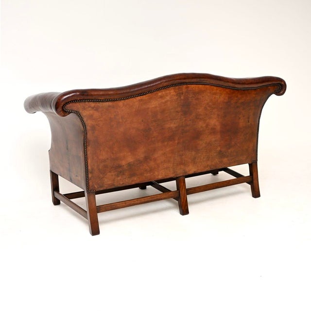 Antique Leather Hump Back Sofa, 1920s For Sale - Image 6 of 13