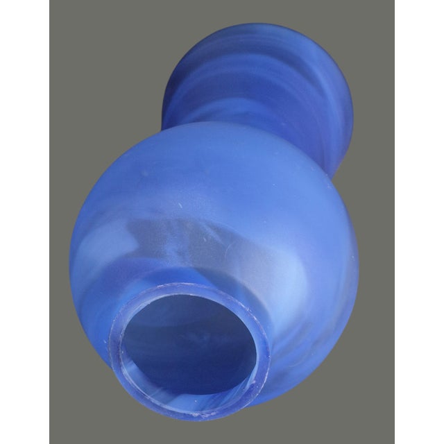 Mid-Century Modern Italian Art Glass Blue Swirl Unusual Shape Vase For Sale - Image 6 of 7