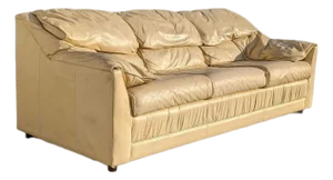 1980s Postmodern Beige Leather Sofa