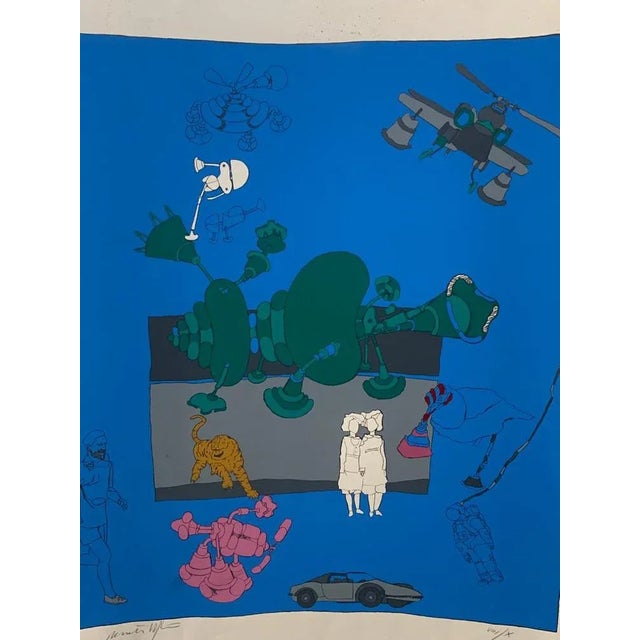 1970s Renato Volpini, Useless Characters and Machines, Lithograph For Sale - Image 5 of 8