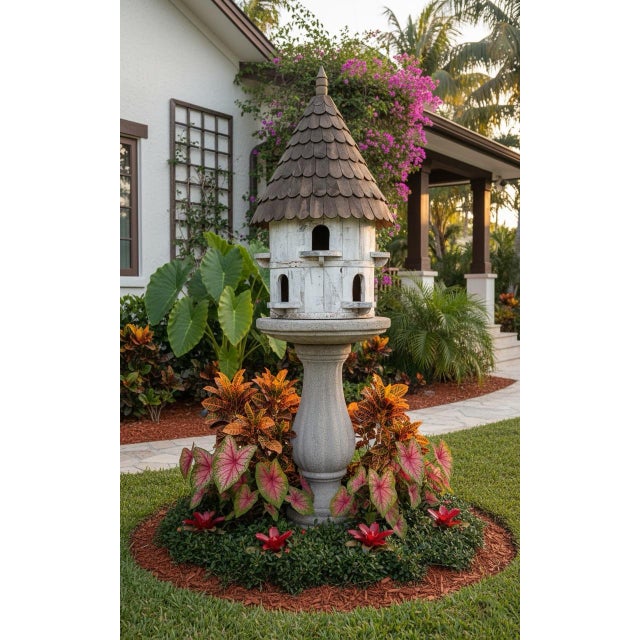1990s Vintage-Style Rustic Shingle-Roof Dovecote Birdhouse For Sale - Image 5 of 7