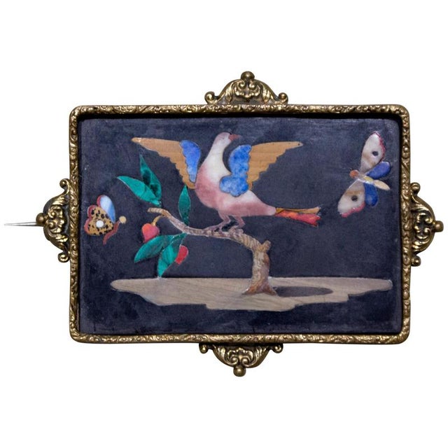 Antique Black Marble Plate with Bird and Butterflies For Sale - Image 5 of 5