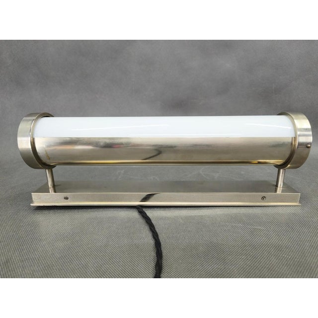 Bauhaus Nickel Wall Light with Glass Tube, 1930s For Sale - Image 3 of 9