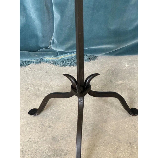 Handcrafted Spanish Iron Martini Table With Antique Gilt Top and Forged Tripod Base For Sale - Image 4 of 12