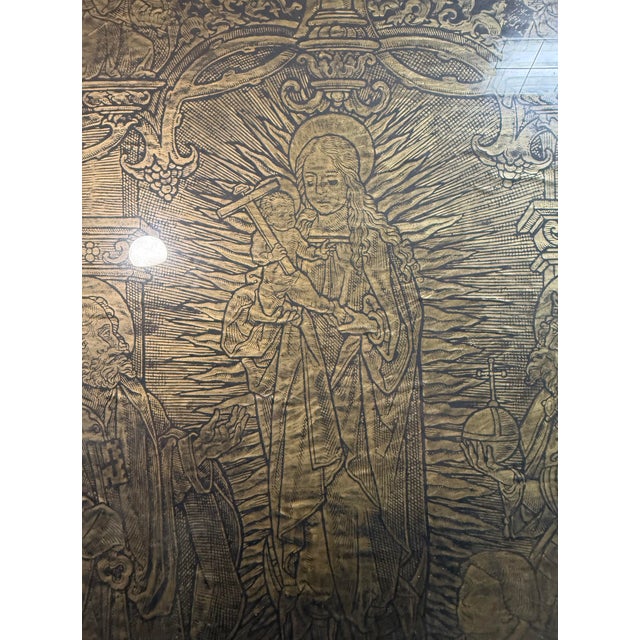Large Antique Religious Brass Rubbing of the 1535 Memorial of Canon Henry Oskens For Sale - Image 9 of 15