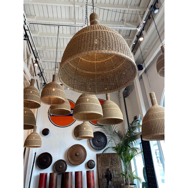 Textile Coastal Contemporary Kuba Seagrass Pendant Light Medium For Sale - Image 7 of 10