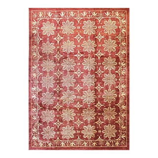 9x12 Majestic Artisan Coral Starburst Medallion Handknotted Afghan Wool Rug For Sale