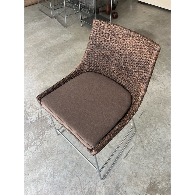 McGuire Brown Designer Woven Counter Stools - Set of 3 For Sale - Image 10 of 16