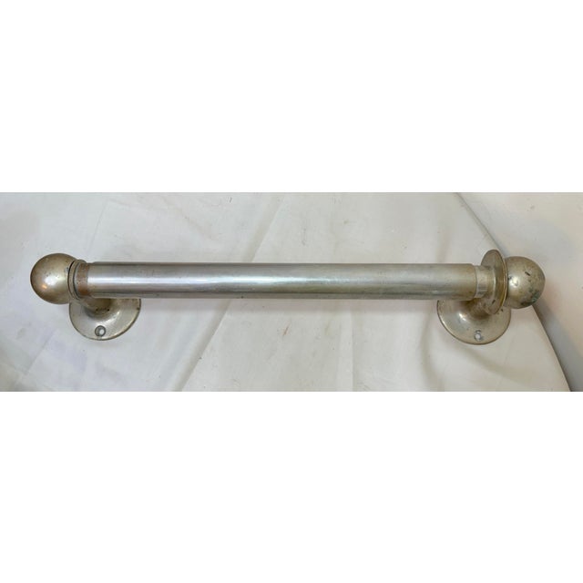 Rare Antique Industrial Nickel Plated Brass Wall Mount Towel Rack Holder Fixture For Sale - Image 4 of 8
