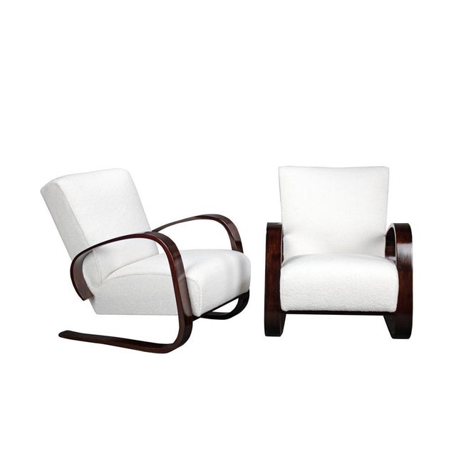 Wood Set of Art Deco Armchairs attributed to Miroslav Navratil, 1930s For Sale - Image 7 of 9