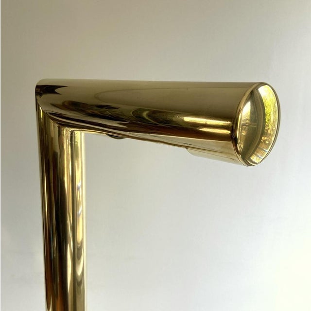 Minimalist Scandinavian Brass Floor Lamp attributed to Jonas Hilde, 1980s For Sale - Image 6 of 8