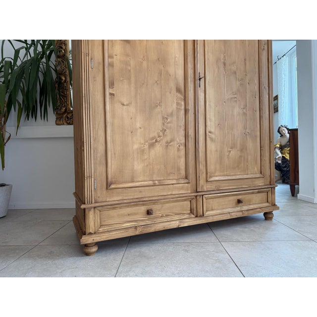 Antique Farmhouse Wardrobe in Softwood For Sale - Image 15 of 16