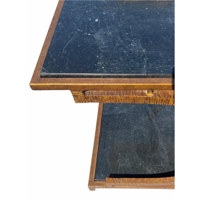 Vintage Hollywood Regency Gilt Metal and Faux Black Marble Side Tables by Maitland Smith, a Pair For Sale In Los Angeles - Image 6 of 9