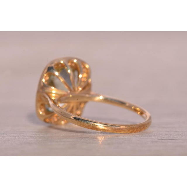 Praisiolite and Natural Diamond Halo Ring in Yellow Gold For Sale In Philadelphia - Image 6 of 11