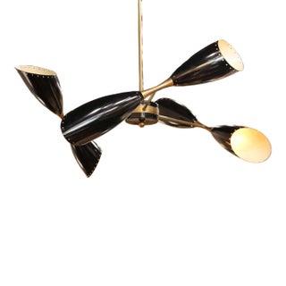Stilnovo Style Chandelier With Three Double Coned Articulating Arms For Sale