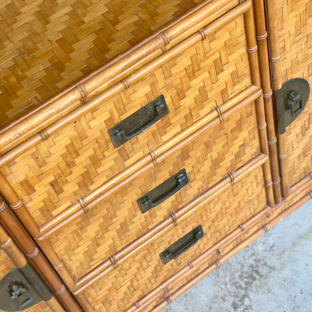 Coastal Rattan China Hutch by Dixie For Sale In Tampa - Image 6 of 12