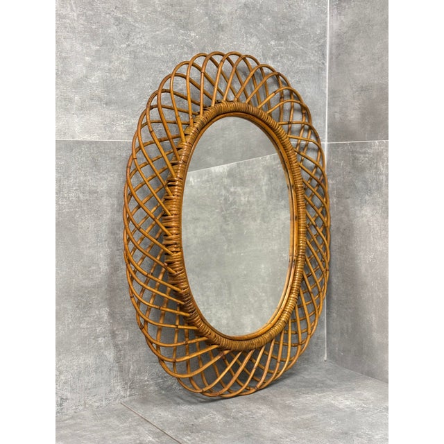Wicker Wall Mirror by Franco Albini, 1960s For Sale - Image 6 of 6