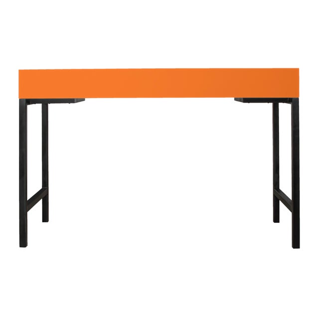Wood Maple Writing Desk - Orange For Sale - Image 7 of 8