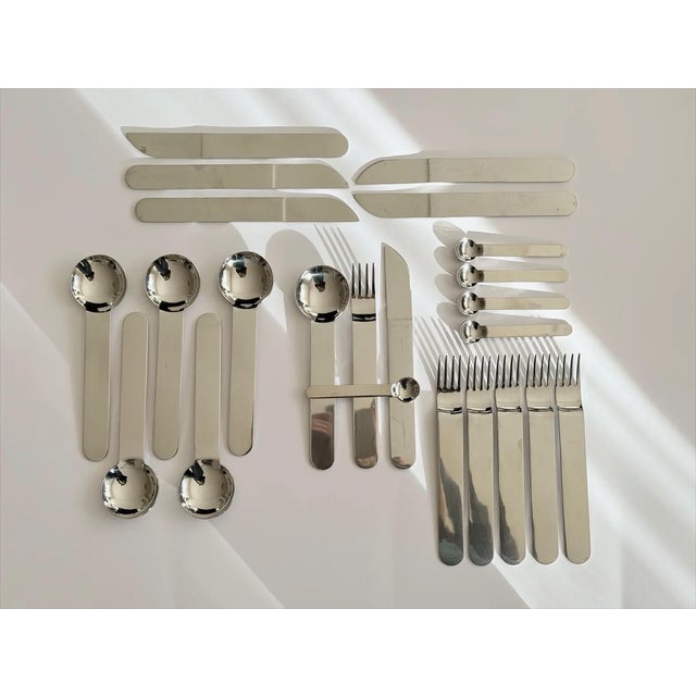 Vintage Italian Flatware Set in Stainless Steel by Sergio Asti, 1970, Set of 23, in Very Good conditions. Designed 1970 to...