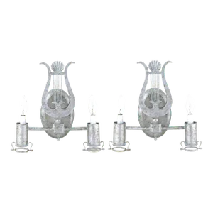 Pair of Vintage Lyre Design Paris Sconces - Toler Wall Lamps by Brunschwig & Fils