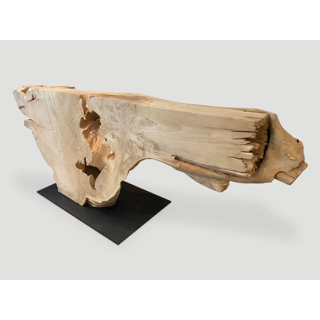 Andrianna Shamaris Massive Bleached Teak Wood Console Table For Sale - Image 16 of 18