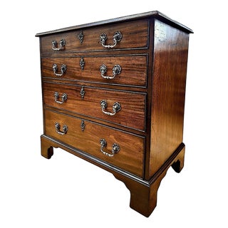 A Small George III Period Mahogany and Brass Chest of Drawers For Sale