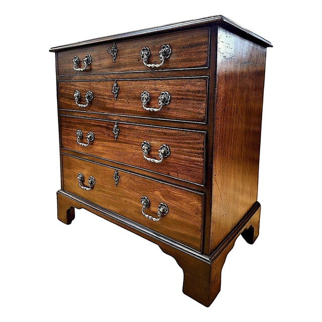 A Small George III Period Mahogany and Brass Chest of Drawers For Sale
