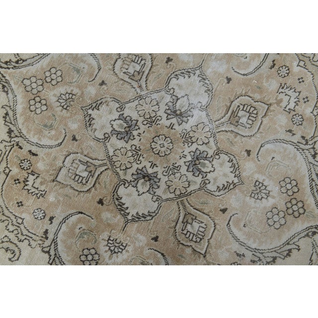 1970s Vintage Persian Handmade Wool Cotton Brown Beige Area Rug For Sale - Image 10 of 11