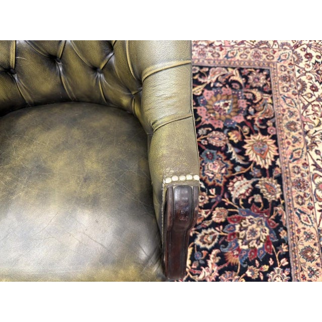Green English Green Chesterfield Desk Chair For Sale - Image 8 of 10