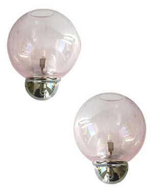 Pink Pulegoso Murano Glass Wall Sconces by Simoeng, Set of 2