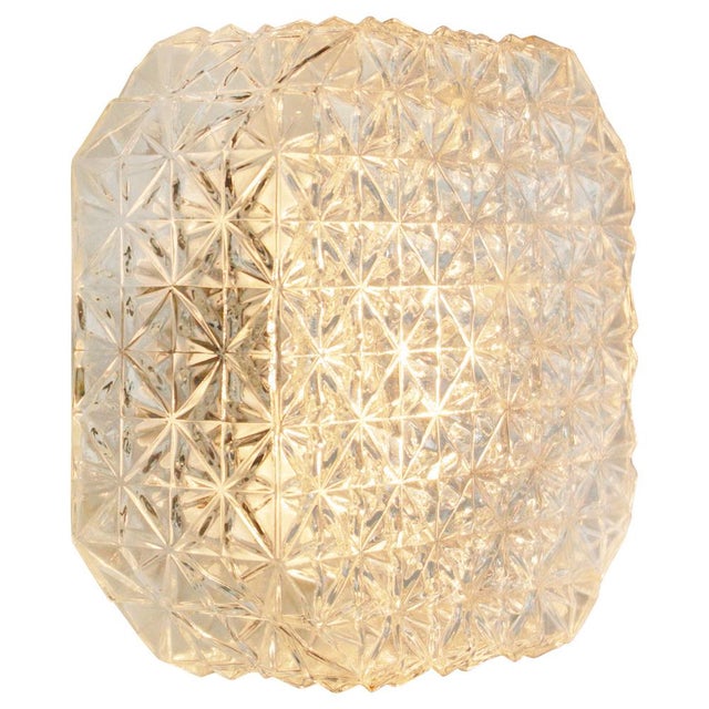 Mid-Century Modern Square Clear Glass Flush Mount For Sale - Image 4 of 8