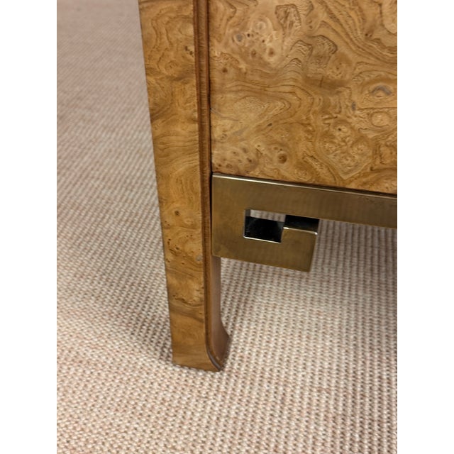 Burled Wood and Inlaid Brass Console From Mastercraft For Sale - Image 9 of 12