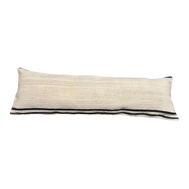 Turkish Hemp Pillow Cushion Natural Beige Black Cushion Cover 14x45 For Sale