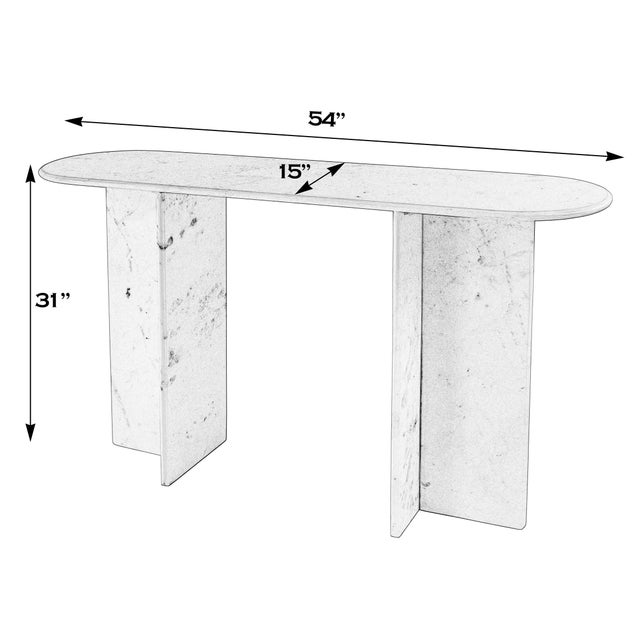 Spritely Home Accent Furniture Vienna 54 in. W Rectangular 100% Marble Console/Sofa Table, White For Sale - Image 4 of 11