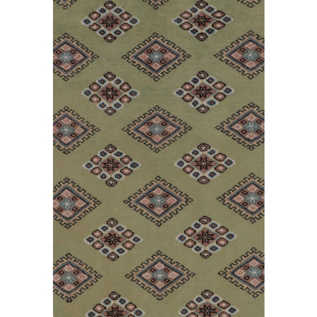 Textile Vintage Bokhara Rug in Soft Sage Green With Geometric Patterns - Rug & Kilim For Sale - Image 7 of 8