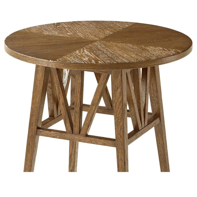 Modern Modern Rustic Oak Round End Table - Light Oak For Sale - Image 3 of 5