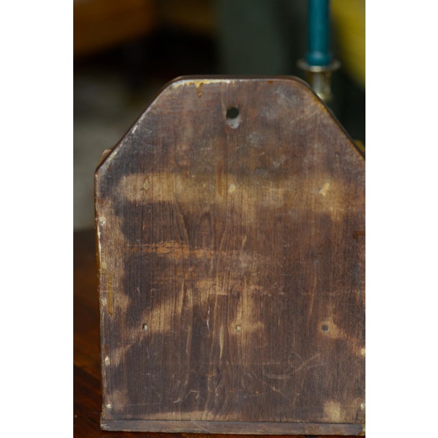 Vintage Primitive Wooden Large Hanging Fireside Candle Box Salt Box For Sale - Image 14 of 15