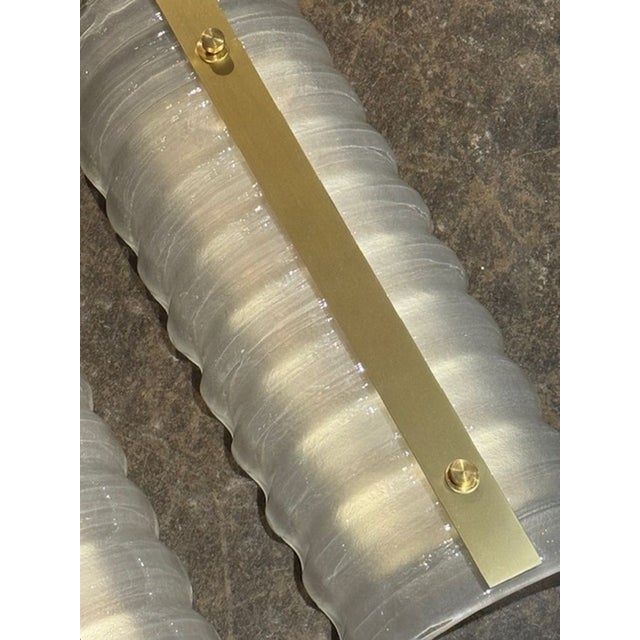 Pair of Murano Ribbed Wall Sconces For Sale - Image 4 of 6