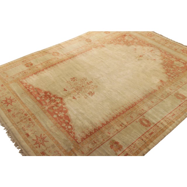 Traditional Antique Oushak Rug With Beige Open Field and Floral Patterns, From Rug & Kilim For Sale - Image 3 of 5
